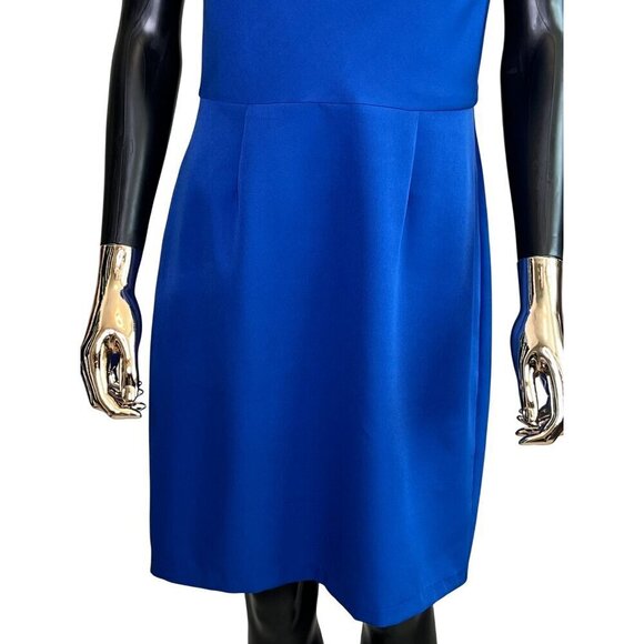 Sam Edelman Blue Draped Neck Sheath Dress Sleeveless Size 8 - Picture 5 of 10